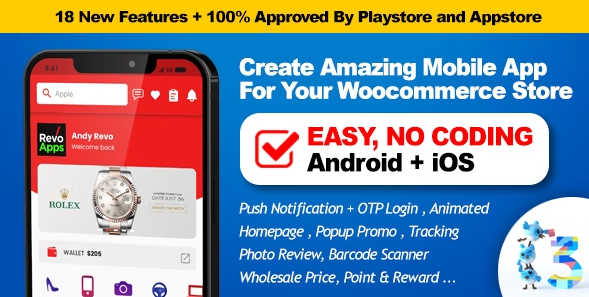 Ứng dụng Revo Wooc Commerce v6.1.0 – Ứng dụng toàn bộ thương mại điện tử Flutter Android iOS - Full Crack